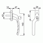 HOPPE Tokyo Espagnoletkruk Afsluitbaar RS Verkropt 0710VKS/U14Z Stift 8x50mm F1-1852