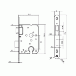 MAUER 1535 Cilinderslot PC55 DM50 (1269/4) Gelakt LS/RS (incl. Sluitplaat)-1403
