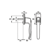 AXA Draaikiepkruk Afsluitbaar Model L Stift:7x32mm F1 3350-10-91/E SKG**-1781