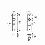 AXA Curve Toiletschilden TL57 (5mm stift) F1 Geanodiseerd 180x41mm 6350-45-91/57E-1918