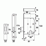 AXA Binnendeurslot Kastslotslot Profielcilinder DM50 RVS LS/RS 7125-50-81/55E (Incl. Sluitplaat)-1311