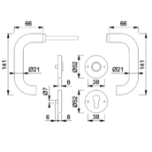 HOPPE Paris Binnendeurbeslag Rozettengarnituur E138Z/42KV/42KVS PC RVS DD37-42mm-2163