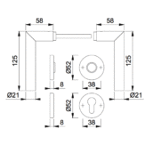HOPPE Amsterdam Binnendeurbeslag Rozettengarnituur E1400Z/42KV/42KVS PC RVS DD37-42mm-2140
