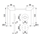 HOPPE Amsterdam Binnendeurbeslag Rozettengarnituur E1400Z/42KV/42KVS SL RVS DD37-42mm-2121