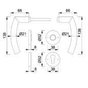 HOPPE Trondheim Binnendeurbeslag Rozettengarnituur E1430Z/42KV/42KVS PC RVS DD37-42mm-2167