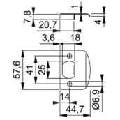 HOPPE HCS Sluitplaat voor Stomp SB-B 45x58mm RVS-2115