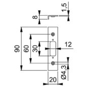 HOPPE HCS Sluitplaat voor Opdek SB-D 20x90mm RVS-2088