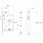 MAUER Magneetslot WC-slot WC63 DM50 1545 (1264/17) RVS LS/RS (tekening)