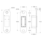 MAUER Sluitplaat met Magneet Afgerond 145 voor Loopslot/WC-Slot RVS Din LS/RS (tekening)