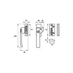 AXA 3329 Raamsluiting Links Wit Maattekening