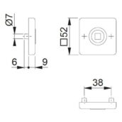 HOPPE Krukrozetten Vierkant 52x52mm 52KV Maattekening