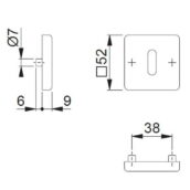 HOPPE Sleutelrozetten 52x52mm 52KVS Maattekening