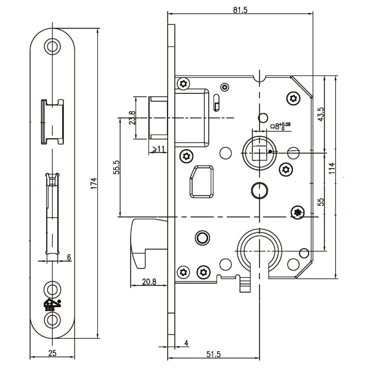 DX Veiligheidsslot (4109/27) Afgerond PC55 DM50 RVS Din LS/RS SKG** DNSV-55HK RO - Afbeelding 2