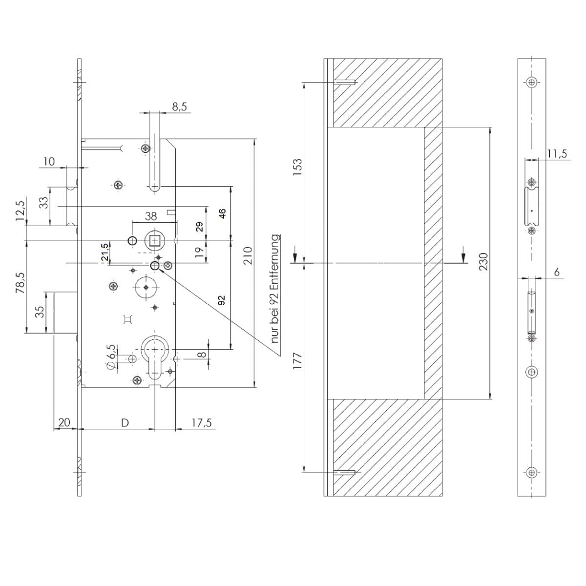 KFV Reparatieslot DM35/DM40/DM45/DM50/DM55/DM65 PC92 maattekening