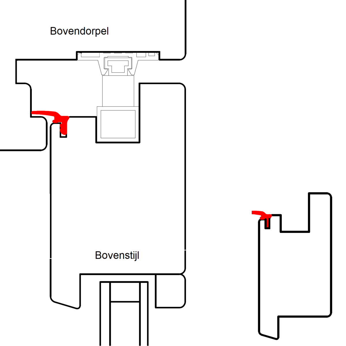 DEVENTER Kaderprofiel Schuifpui S5165 Detailtekening