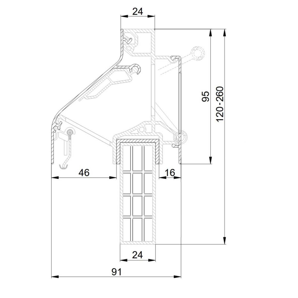 DucoLine 23ZR Kalfplaatsing 120-260mm Ral9010 Ventilatierooster - Afbeelding 2