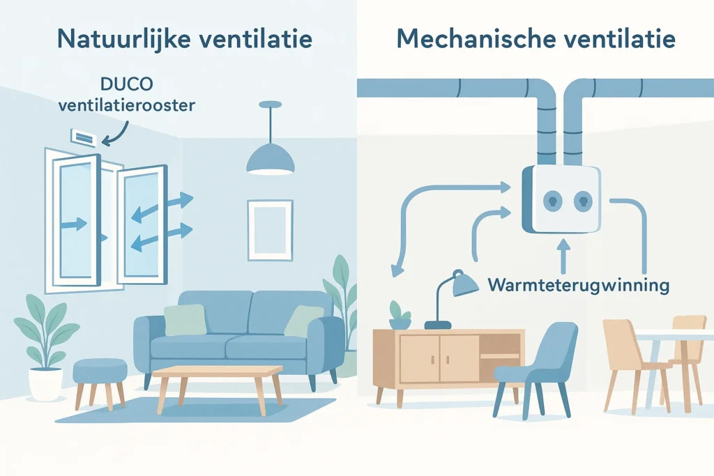 Het verschil tussen natuurlijke en mechanische ventilatie