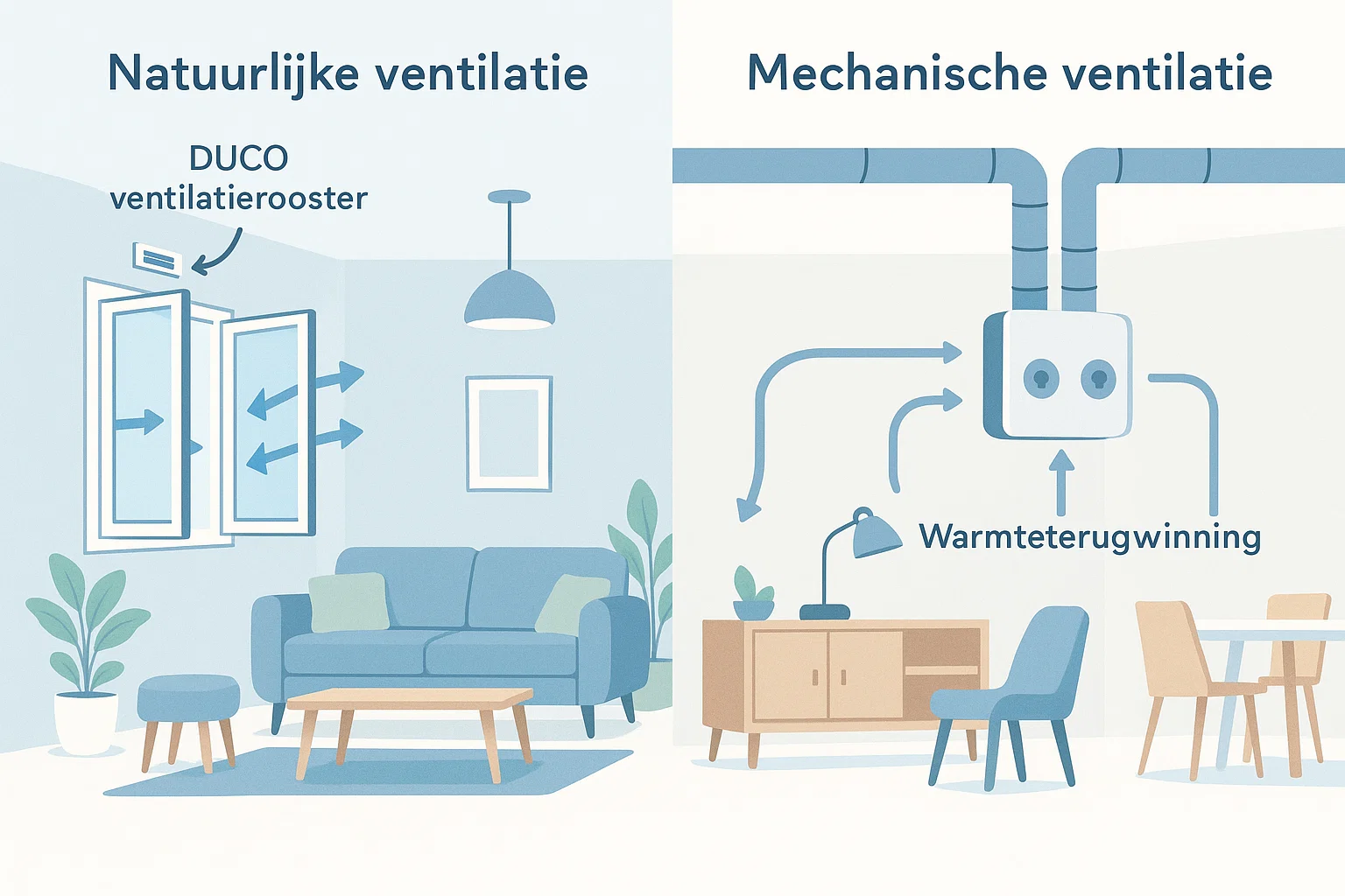Het verschil tussen natuurlijke en mechanische ventilatie