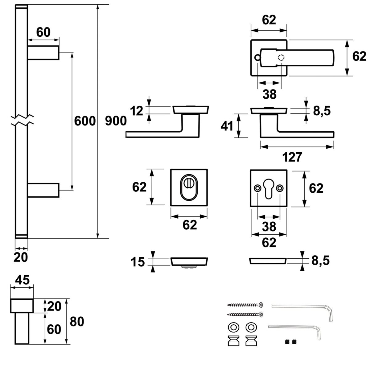AXA-Deurgreep-Montreal-Maatvoering-900mm AXA-Deurgreep-Montreal-Maatvoering-900mm